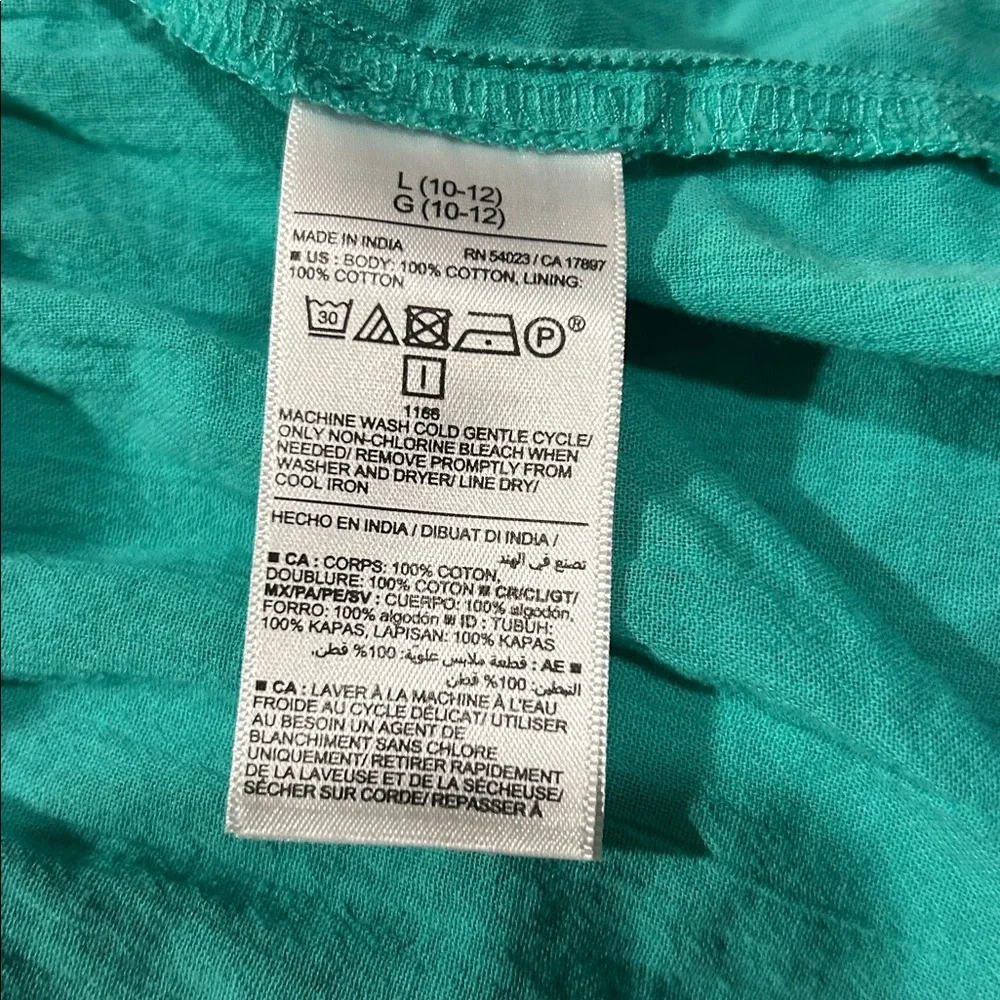 Old Navy 100% cotton halter spaghetti strap Ruffle hem Dress size L (10-12) teal